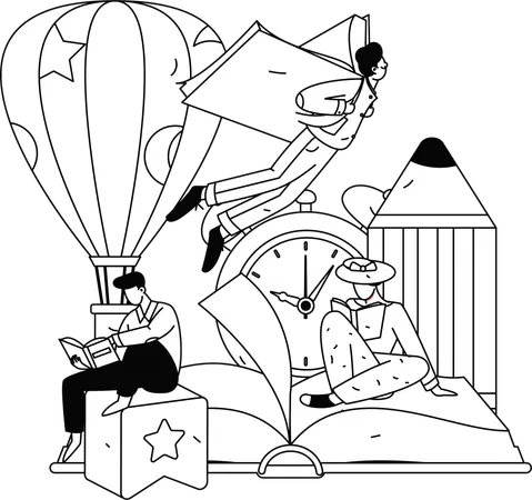 Students study for exam  Illustration