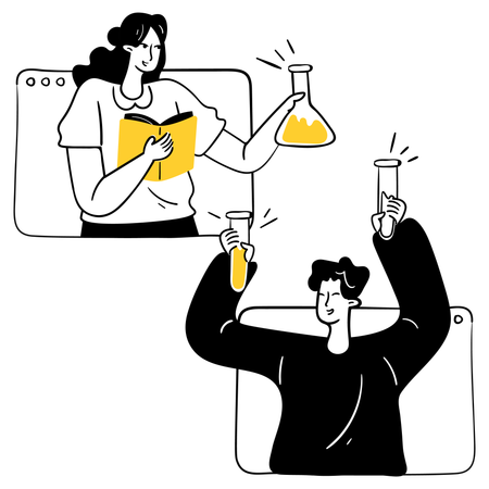 Students Study with Friends  Illustration