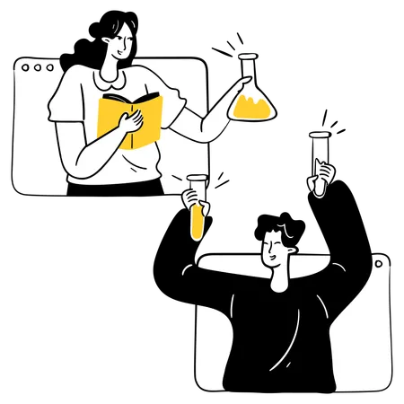 Students Study with Friends  Illustration