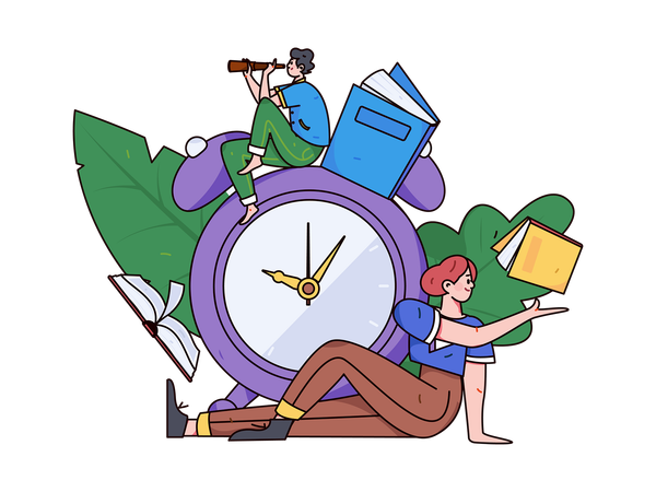 Students studying on time  Illustration