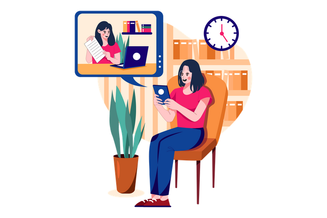 Students Studying Online Degree Program  Illustration