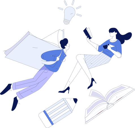 Students studying together  Illustration