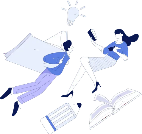 Students studying together  Illustration