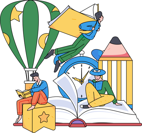 Students studying together  Illustration