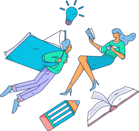 Students studying together  Illustration