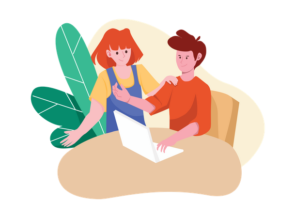 Students studying together  Illustration