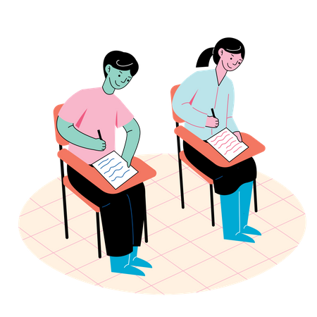 Students taking the test  Illustration