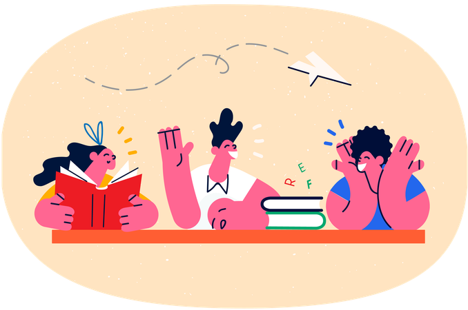 Students talking in classroom  Illustration