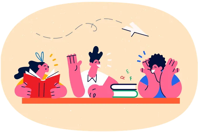 Students talking in classroom  Illustration