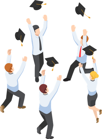 Students throw graduation hat Illustration