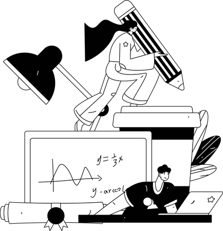 Students using E Learning Platform  Illustration