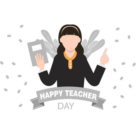 Students wishing her teacher happy teachers day Illustration