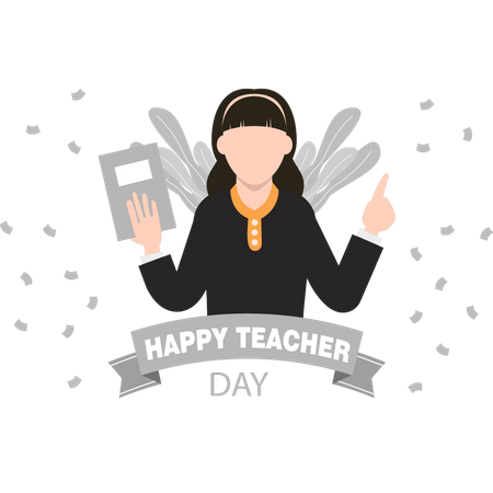 Students wishing her teacher happy teachers day  Illustration