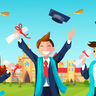 illustration throwing graduation hat