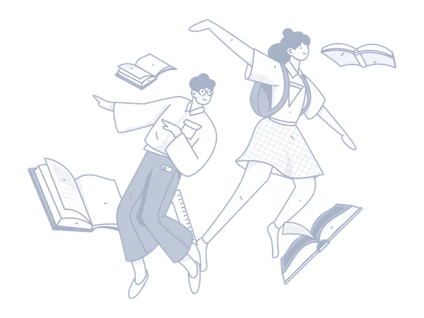Students with education books  Illustration