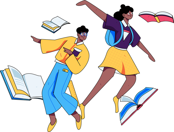 Students with education books  Illustration