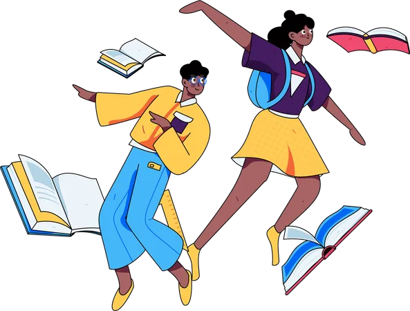 Students with education books  Illustration