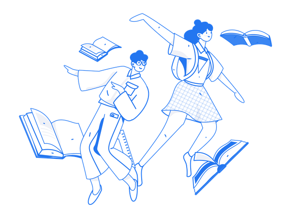 Students with education books  Illustration