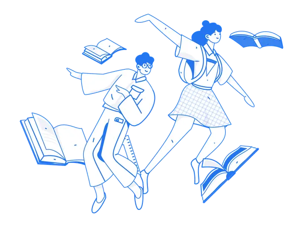 Students with education books  Illustration