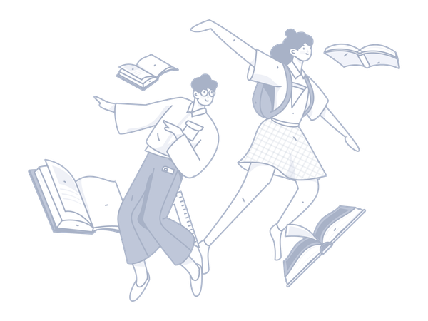 Students with education books  일러스트레이션