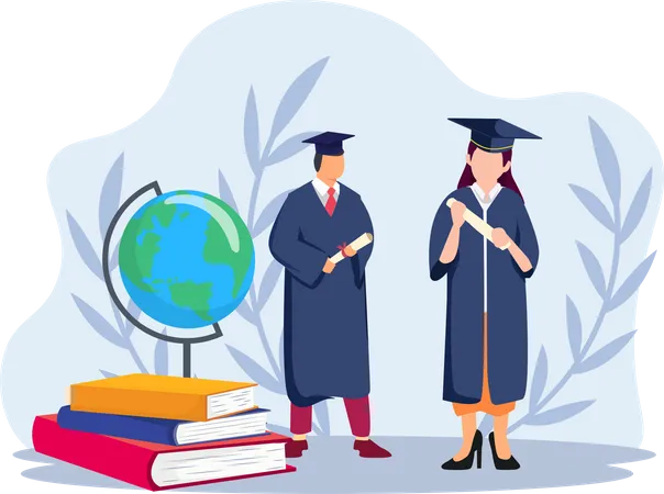 Students with education graduation  Illustration