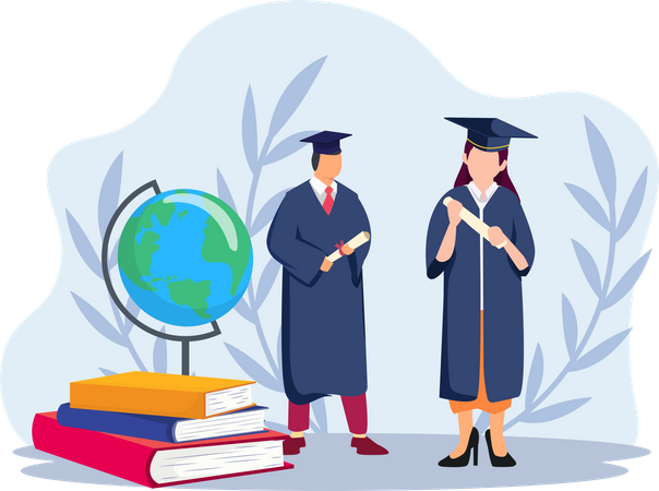 Students with education graduation  Illustration