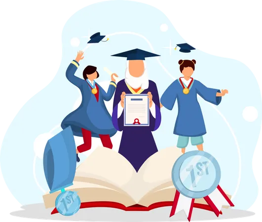 Students with graduation degree  Illustration