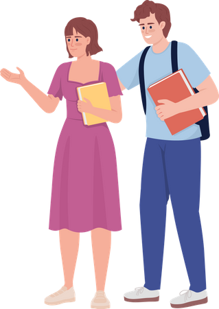 Students with textbooks  Illustration