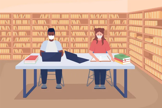 Lernen in der Bibliothek  Illustration