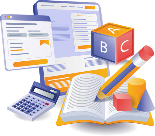 Study online school with an account application  Illustration