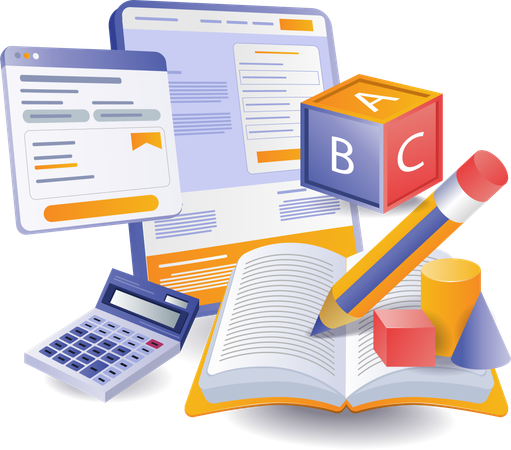 Study online school with an account application  Illustration