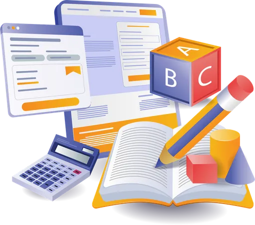 Study online school with an account application  Illustration