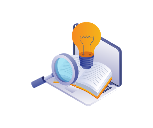Study online with a computer  Illustration