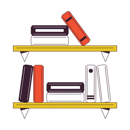 Studying Bookshelves Flat Line Color Isolated Vector Object University Student Book Shelf Editable Clip Art Image On White Background Simple Outline Cartoon Spot Illustration For Web Design Illustration