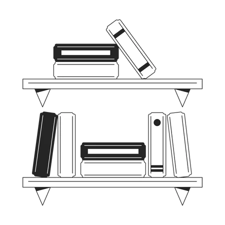 Studying Bookshelves Flat Monochrome Isolated Vector Object University Student Book Shelf Editable Black And White Line Art Drawing Simple Outline Spot Illustration For Web Graphic Design Illustration