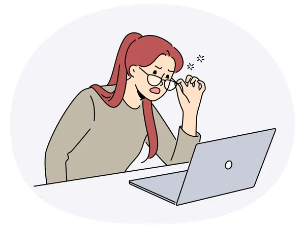 Stunned woman look at computer screen shocked with news  Illustration