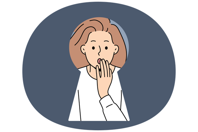 Stunned woman look in lock hole shocked with view  イラスト