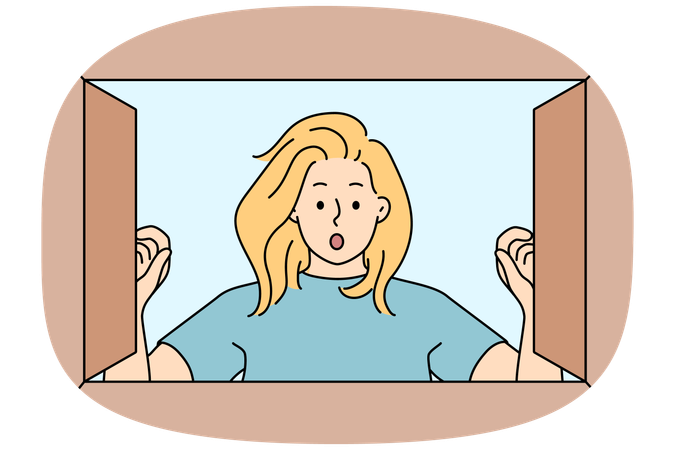 Stunned woman shocked with box order  Illustration