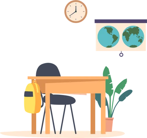 Functional And Sturdy Student Desk In A Classroom Setting Designed To Provide A Comfortable Workspace For Students To Study Write And Engage In Class Activities Cartoon Vector Illustration Illustration