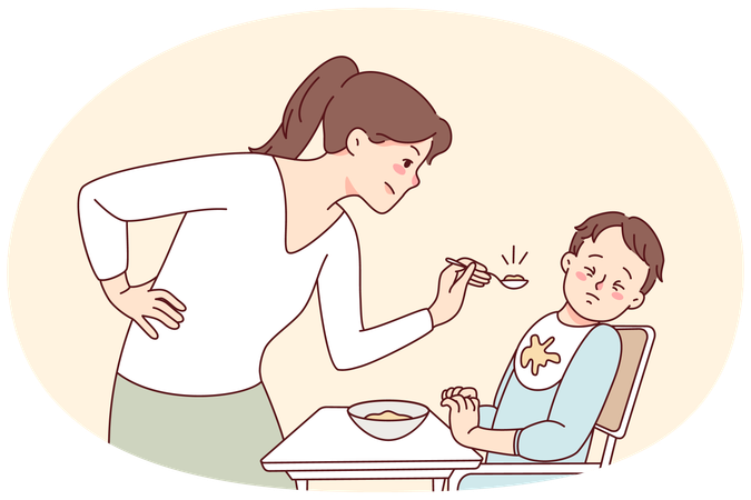 Hartnäckiges Kleinkind weigert sich zu essen  Illustration