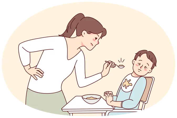 Hartnäckiges Kleinkind weigert sich zu essen  Illustration