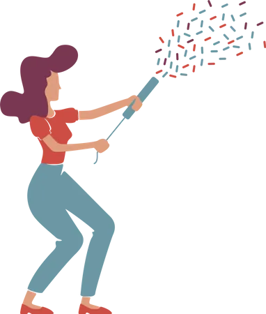 Femme élégante de style rétro avec popper de confettis  Illustration
