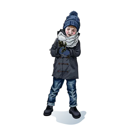 Stilvoller Junge im Winter  Illustration