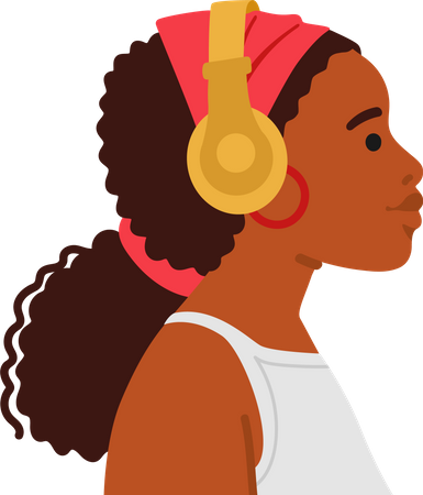 Stylish black woman wear headphones  Illustration