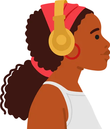 Stylish black woman wear headphones  Illustration