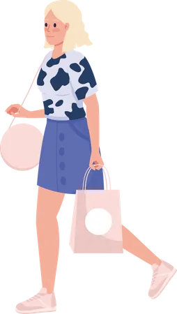Stylish blonde lady with pink shopping bag Illustration