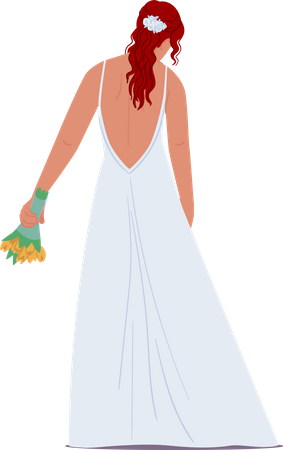 Stylish Bride in Elegant Long Dress  Illustration