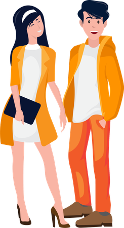 Stylish couple standing togethe  Illustration