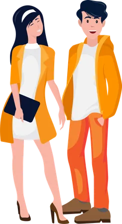 Stylish couple standing togethe  Illustration