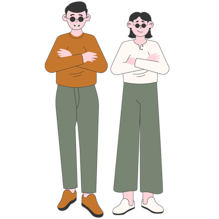 Stylish Couple Wearing Glasses  Illustration